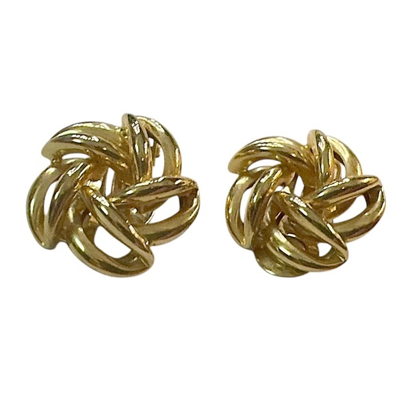 Vintage 14k Yellow Gold Nabco Flower Clip-On Earrings - Picture 6 of 14